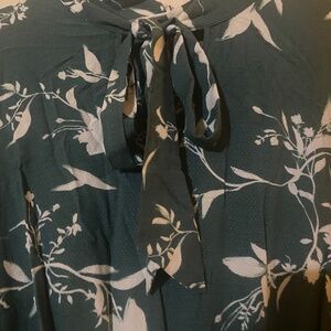 Green dress with white flower print